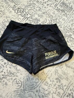 Nike Women's Black Purdue Boilermakers Athletic Shorts with Gold Logo